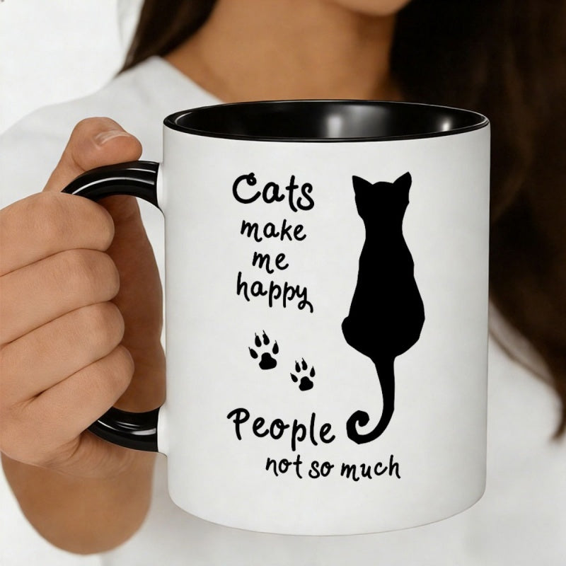 Tailorly Black Accent 11 oz Mug - cat silhouettepaw prints cats much quote