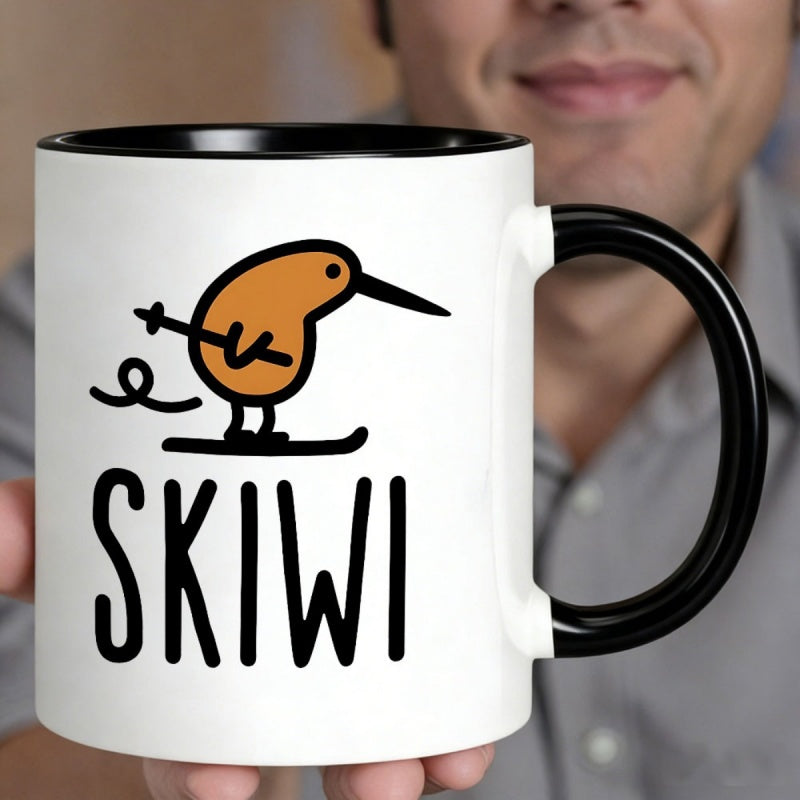 Tailorly Black Accent 11 oz Mug - bird illustration