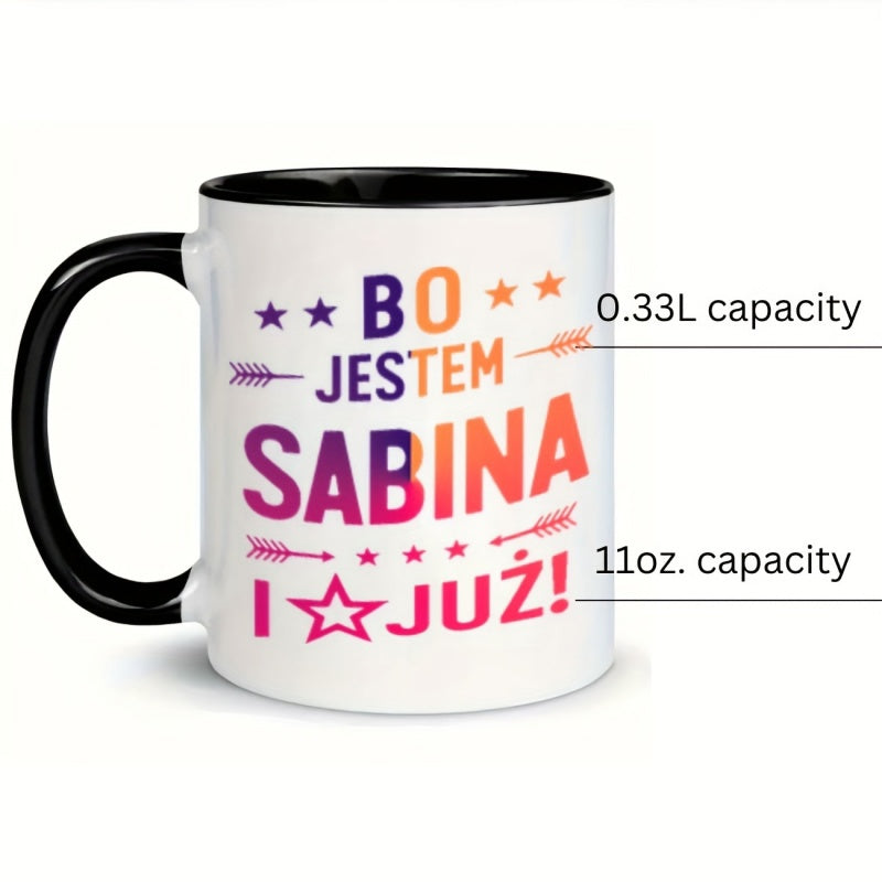 Tailorly Black Accent 11 oz Mug - bo jestem elegant ceramic coffee mug with 11oz for restaurants businesses for use drinkware for coffee tea