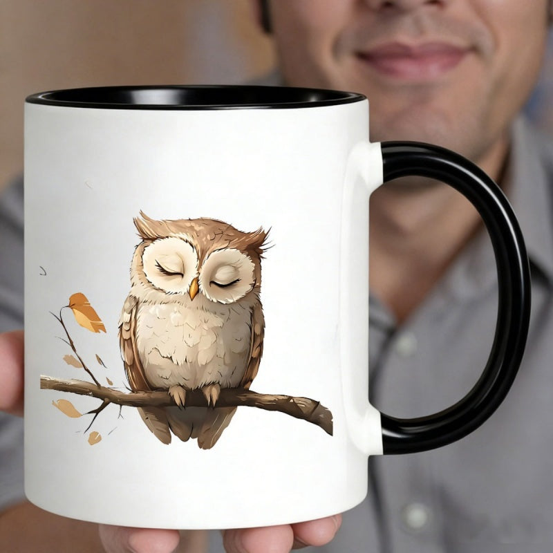Tailorly Black Accent 11 oz Mug - adorable watercolor bird