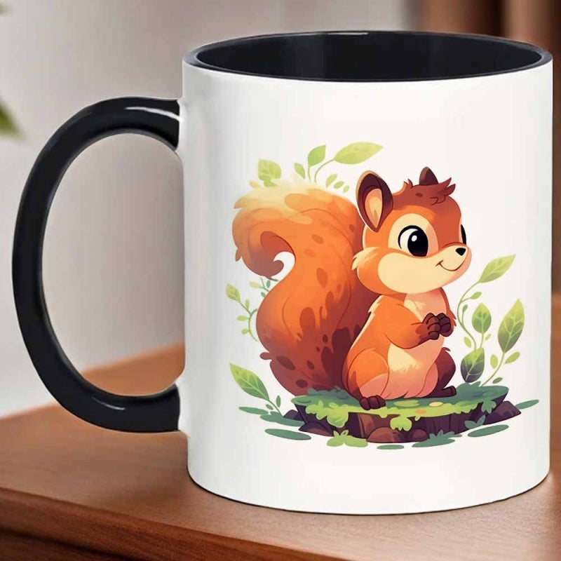 Tailorly Black Accent 11 oz Mug - cartoon squirrel