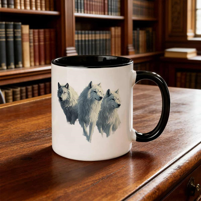 Tailorly Black Accent 11 oz Mug - wolf design