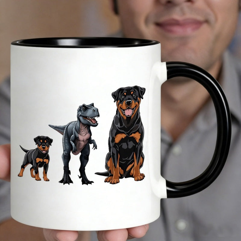 Tailorly Black Accent 11 oz Mug - rottweiler dogs cartoon print