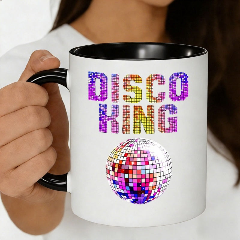 Tailorly Black Accent 11 oz Mug - colorful disco ball retro 70s disco style