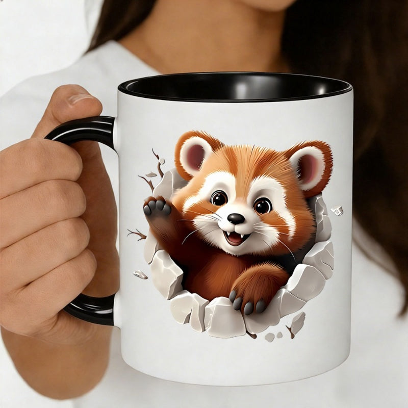 Tailorly Black Accent 11 oz Mug - adorable red panda cartoon