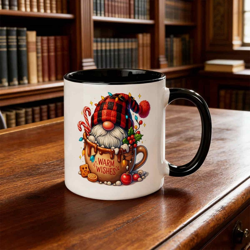Tailorly Black Accent 11 oz Mug - humorous design with festive Christmas elements
