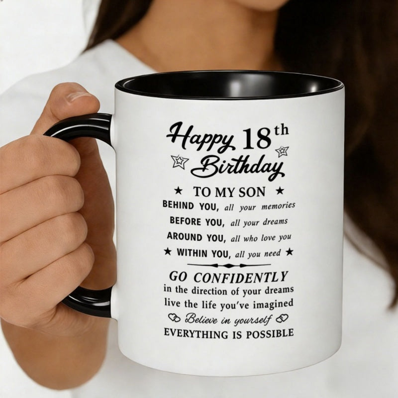 Tailorly Black Accent 11 oz Mug - 18th birthday inspirational quote