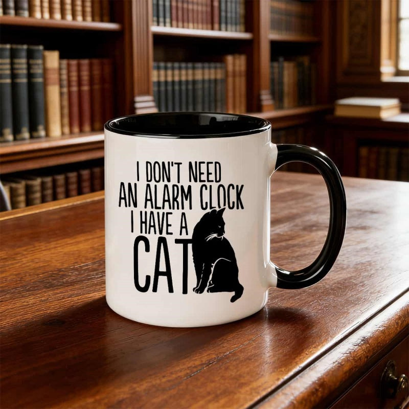 Tailorly Black Accent 11 oz Mug - i dont an alarm clock i have a cat 88ed8bfc33794c8e9567d9a663a4f49f
