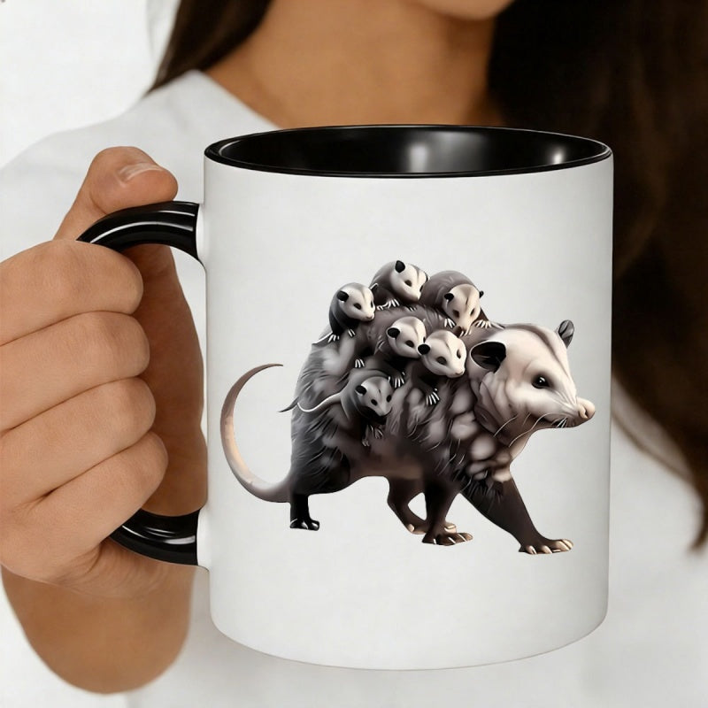 Tailorly Black Accent 11 oz Mug - opossum
