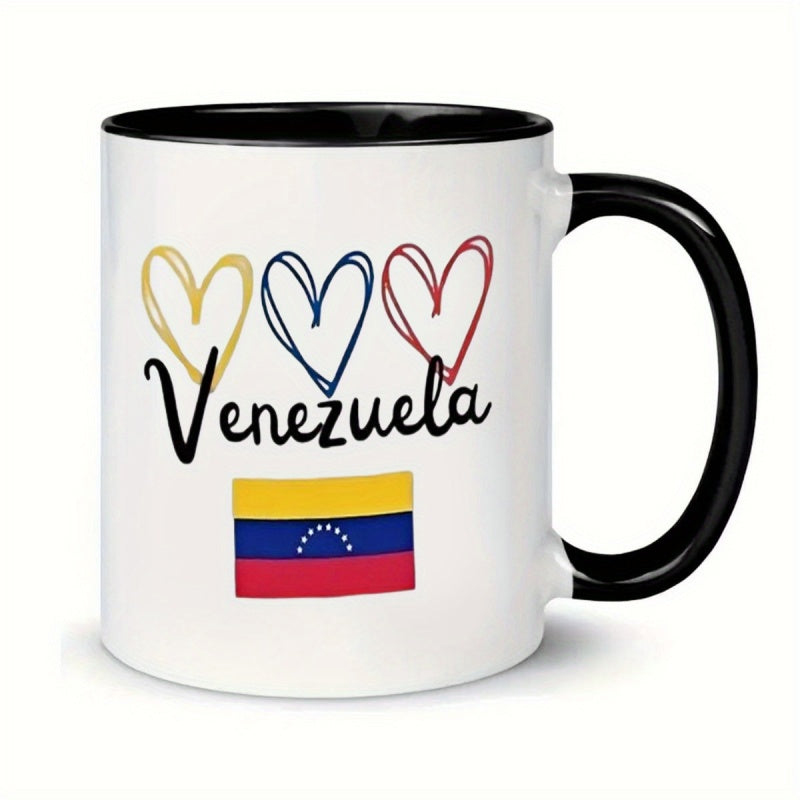 Tailorly Black Accent 11 oz Mug - colorful heart shapes and flag designs