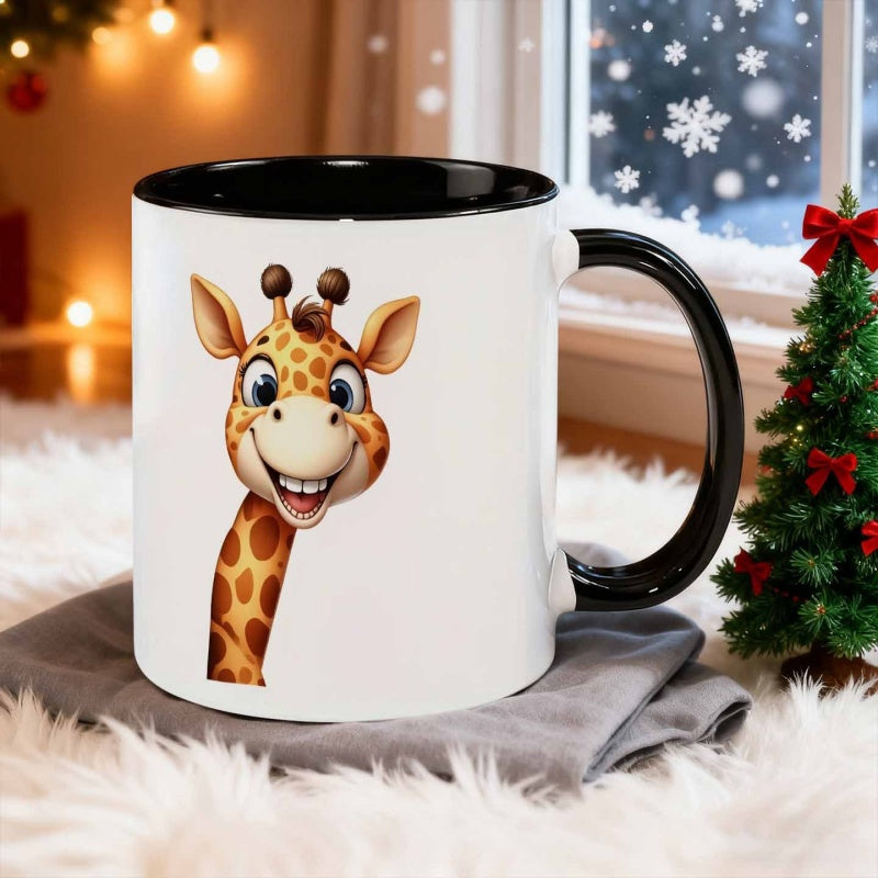 Tailorly Black Accent 11 oz Mug - giraffe
