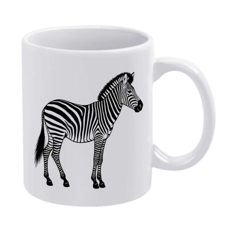 Tailorly White Ceramic 11 oz Mug - Realistic Wild African Safari Animal With Detailed Black And White Stripes Zebra