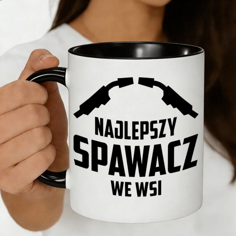 Tailorly Black Accent 11 oz Mug - 1pc najlepszy spawacz w si 11oz ceramic coffee mug stylish polish mugperfect for coffee enthusiastsunique gift for