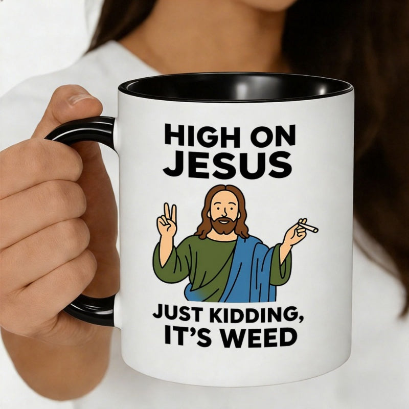 Tailorly Black Accent 11 oz Mug - funny high on cartoon