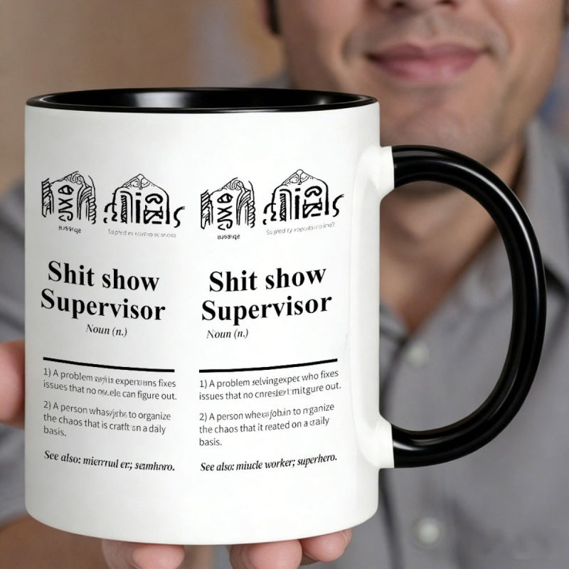 Tailorly Black Accent 11 oz Mug - white distressed text humorous quote