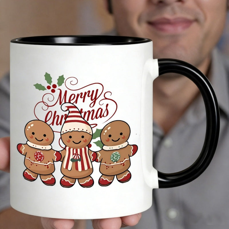 Tailorly Black Accent 11 oz Mug - gingerbread man trio
