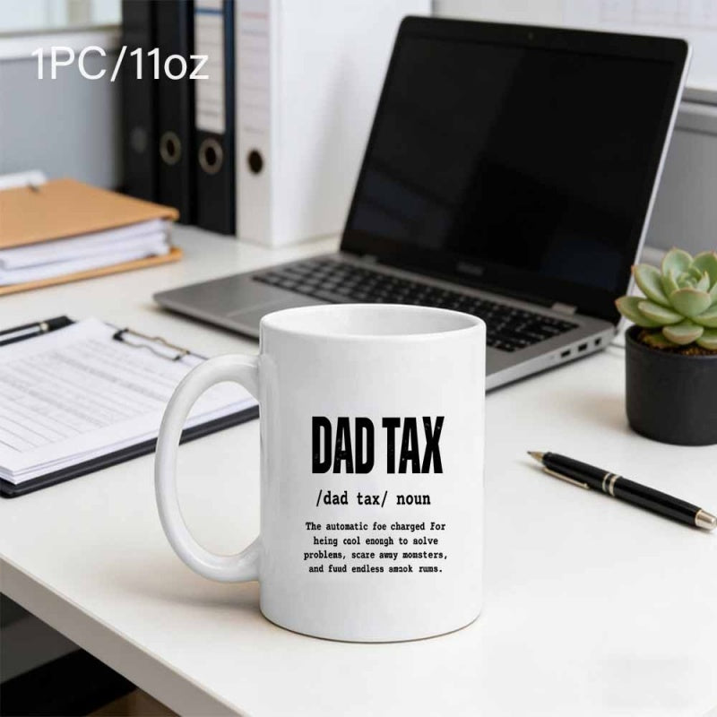 Tailorly White Ceramic 11 oz Mug - Dad Tax Minimalist With Bold Black Dictionary Definition Text Mug