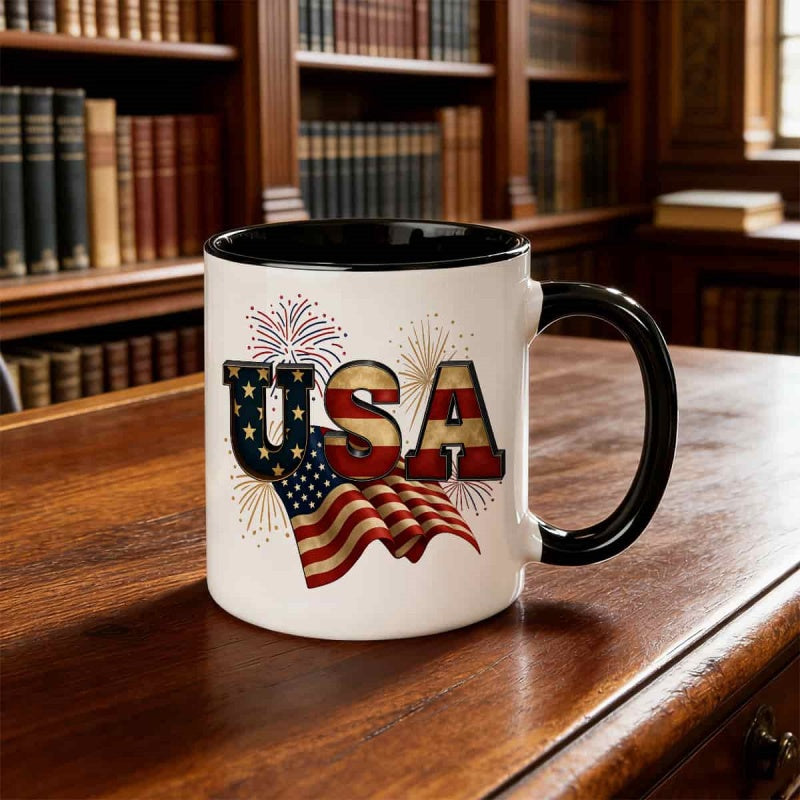 Tailorly Black Accent 11 oz Mug - fireworks