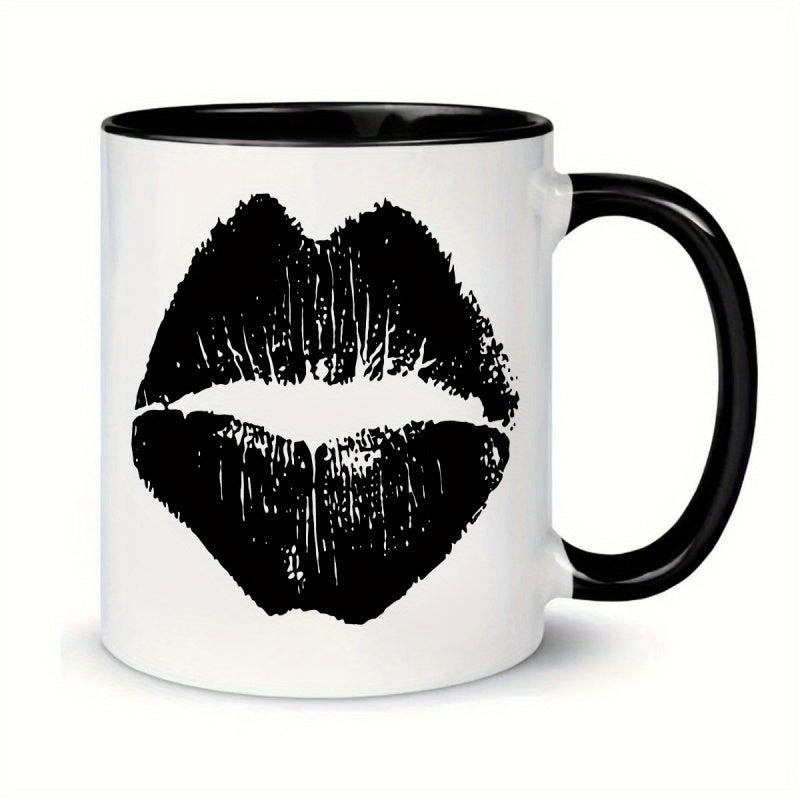 Tailorly Black Accent 11 oz Mug - an 11 ounce printed ceramic travel mug suitable for hot and cold beverages hand washed or machine washed reusable