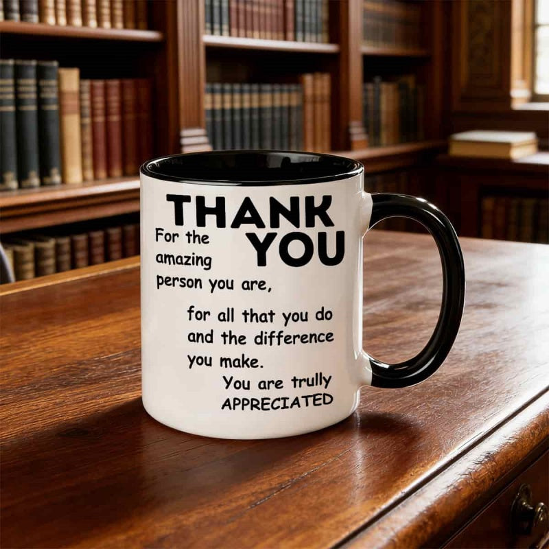 Tailorly Black Accent 11 oz Mug - thank you teacher print