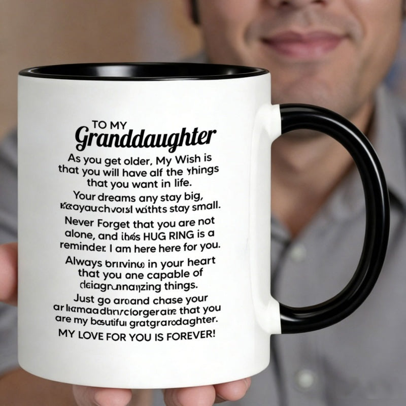Tailorly Black Accent 11 oz Mug - 1pc to my granddaughter ceramic mug 11oz gift coffee cup with lettering suitable for birthdays christmas new year for