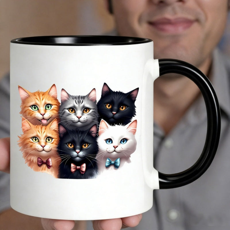 Tailorly Black Accent 11 oz Mug - cartoon cats