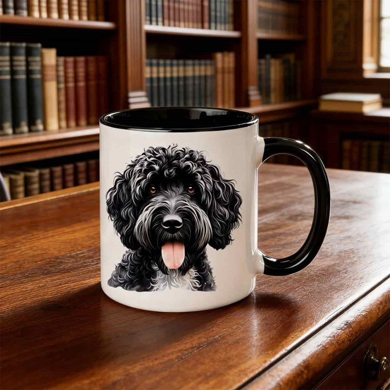 Tailorly Black Accent 11 oz Mug - black poodle like puppy