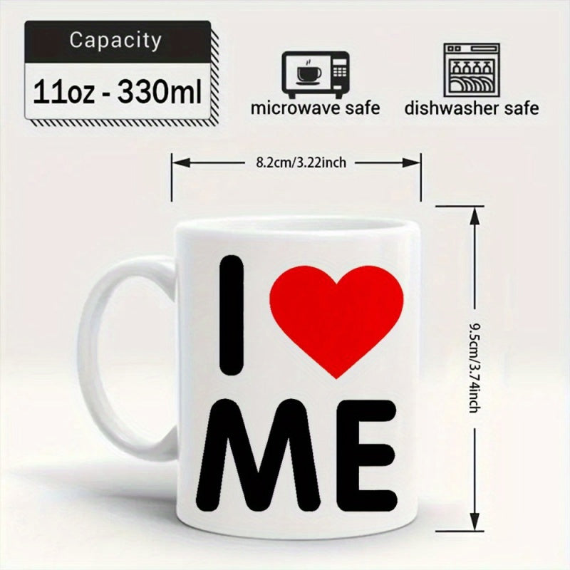 Tailorly White Ceramic 11 oz Mug - I Me Bold Minimalist Red Heart Design On A Simple Ceramic