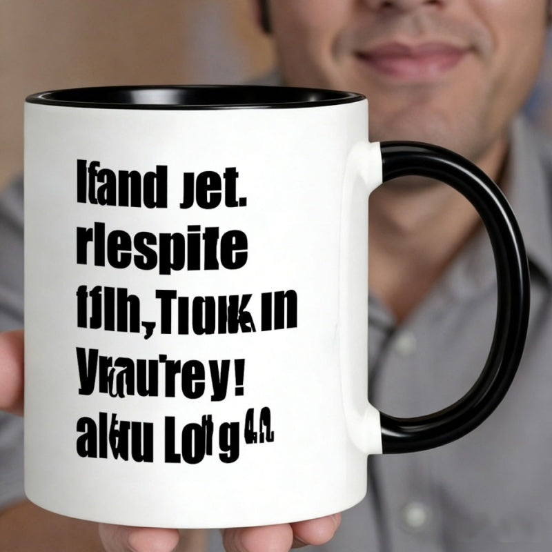 Tailorly Black Accent 11 oz Mug - letter print pattern