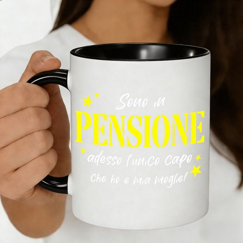 Tailorly Black Accent 11 oz Mug - pensione italian 11oz ceramic coffee mugblack background with white textfunny retirement gift for men for coffee