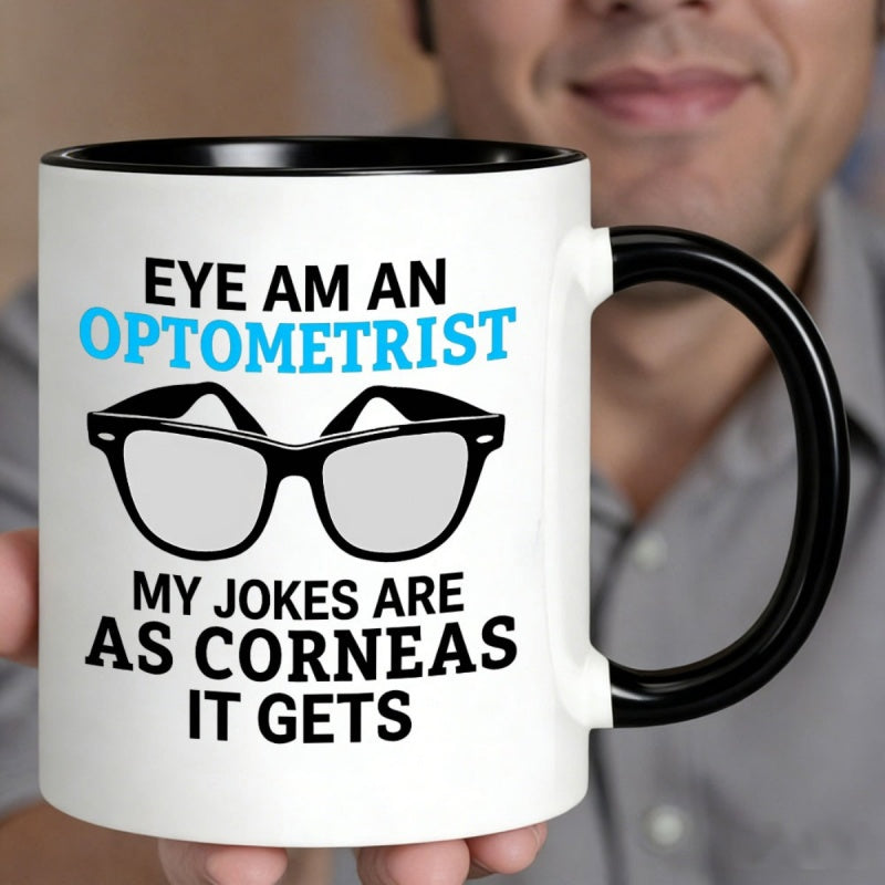 Tailorly Black Accent 11 oz Mug - joke coffee mug text: "an are as corneas it"
