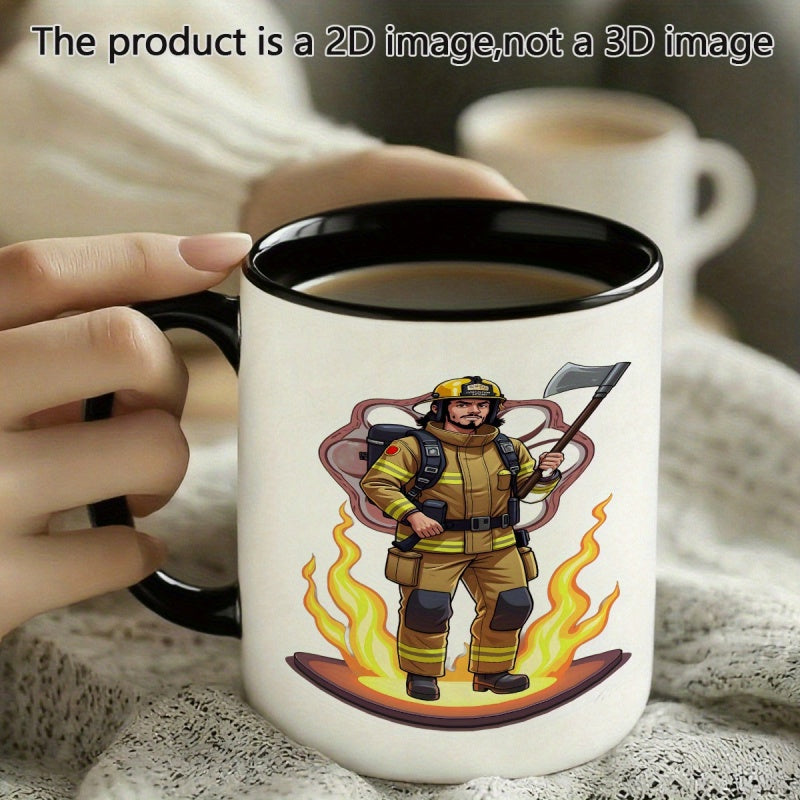 Tailorly Black Accent 11 oz Mug - 1pc cute and durable firefighter 11oz printed durable ceramic ideal for halloween christmas birthday gifts