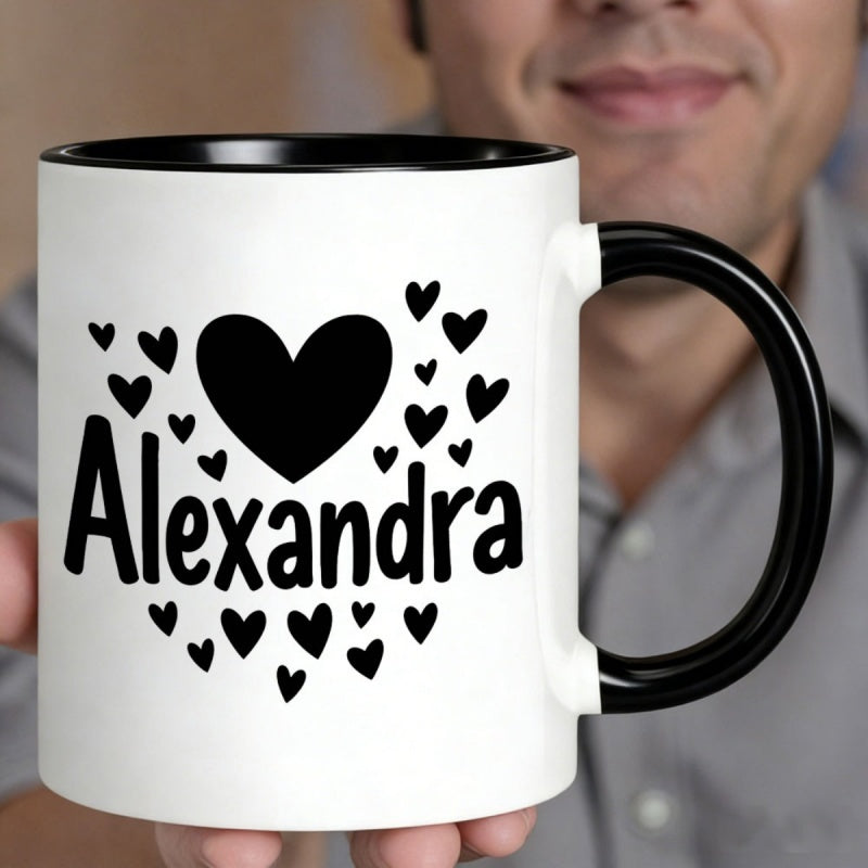 Tailorly Black Accent 11 oz Mug - 11oz ceramic coffee mug featuring name with personalized gift for women ideal for birthdays anniversaries home
