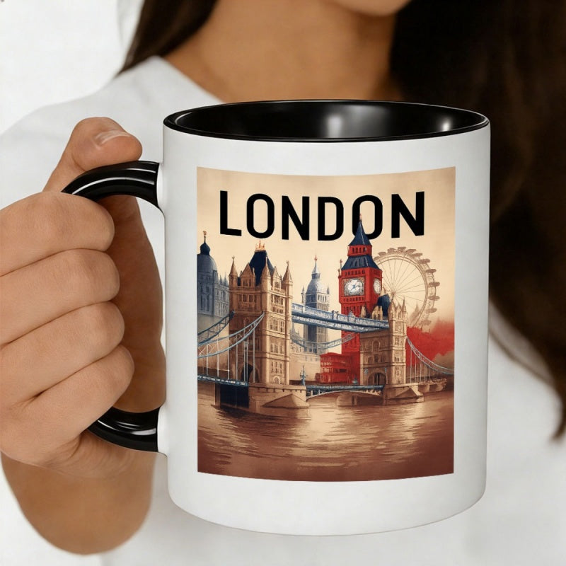 Tailorly Black Accent 11 oz Mug - bridge and a wheel