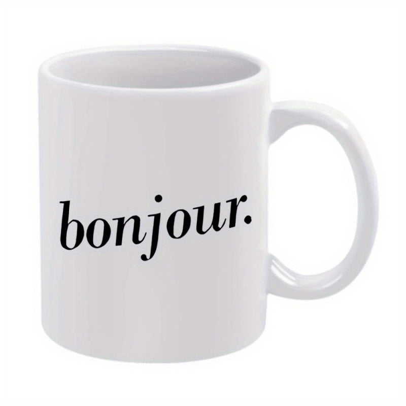 Tailorly White Ceramic 11 oz Mug - Classic White Ceramic Coffee Vessel Featuring Elegant Simple Black Lettering Mug