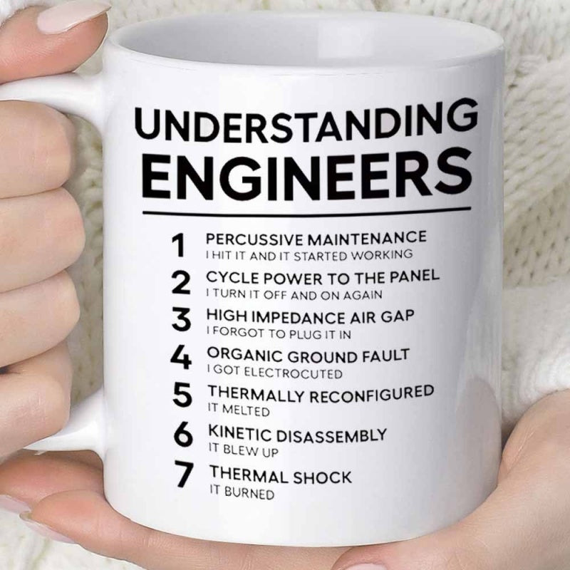 Tailorly White Ceramic 11 oz Mug - Understanding Engineers Bold Numbered List With Humorous Technical Descriptions Mug