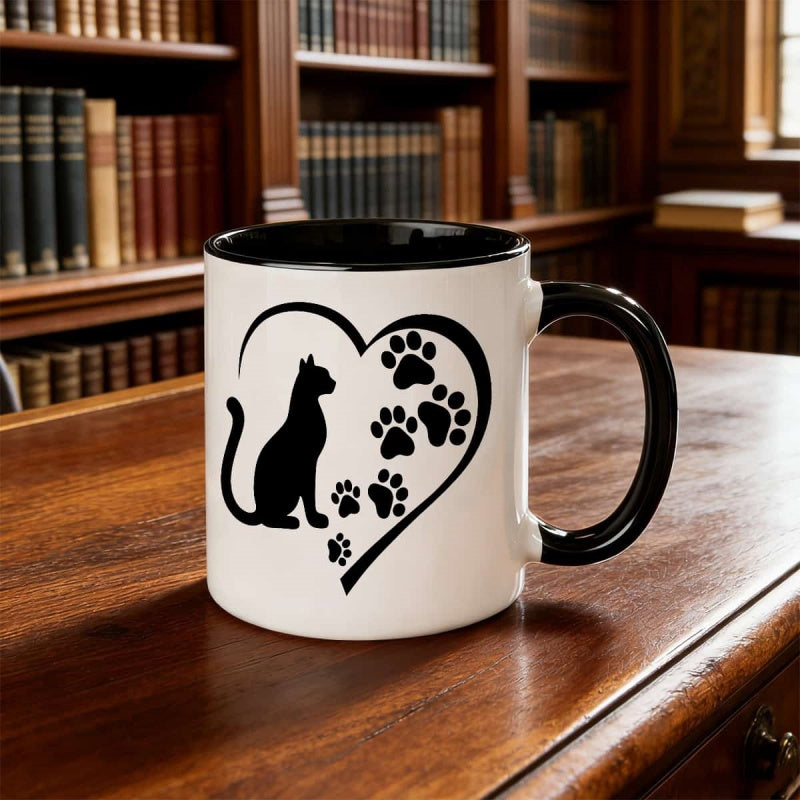 Tailorly Black Accent 11 oz Mug - cat paw print