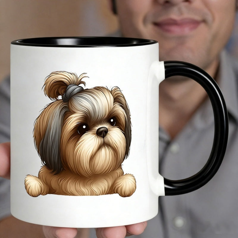 Tailorly Black Accent 11 oz Mug - cute shih tzu dog