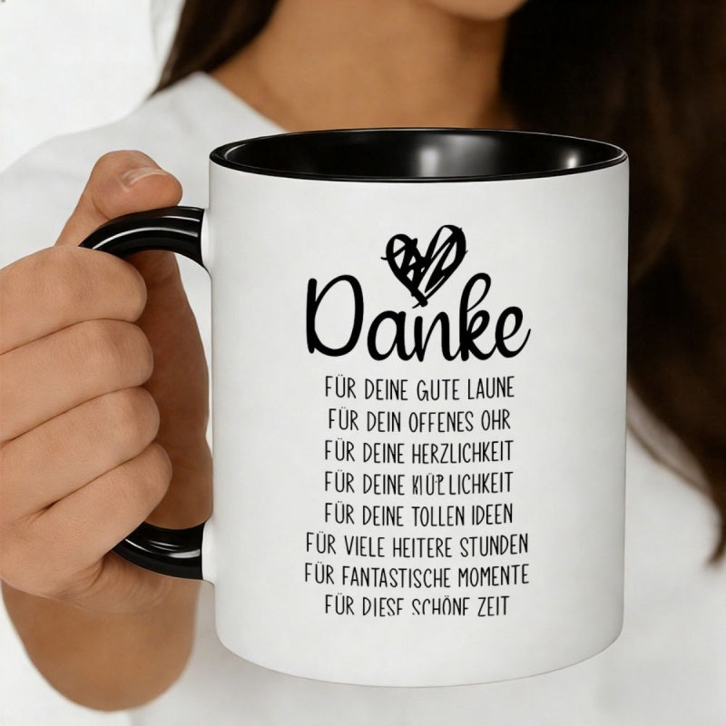 Tailorly Black Accent 11 oz Mug - danke german thank you message stylish appreciation quote