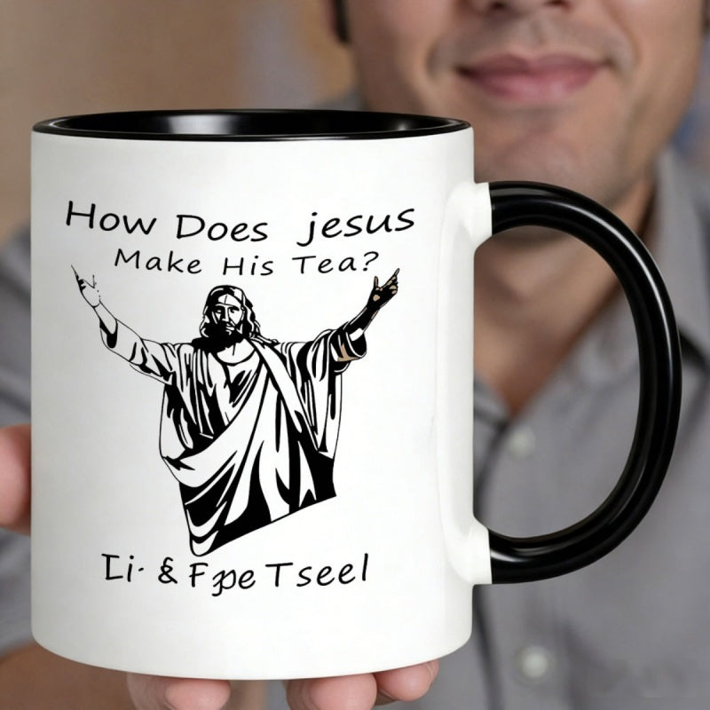 Tailorly Black Accent 11 oz Mug - silhouette and text "how does make his tea"
