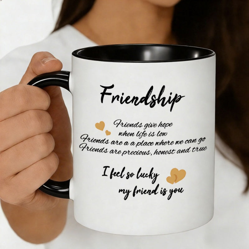 Tailorly Black Accent 11 oz Mug - heart inspirational text