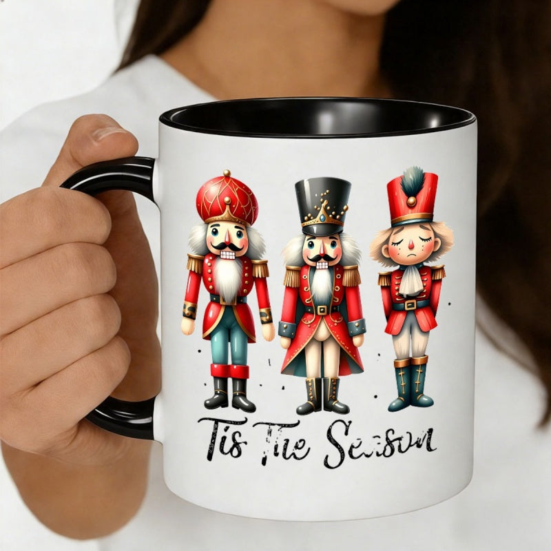 Tailorly Black Accent 11 oz Mug - christmas nutcracker trio