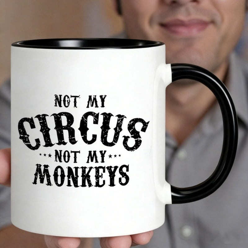 Tailorly Black Accent 11 oz Mug - not my monkeys in a distressed style