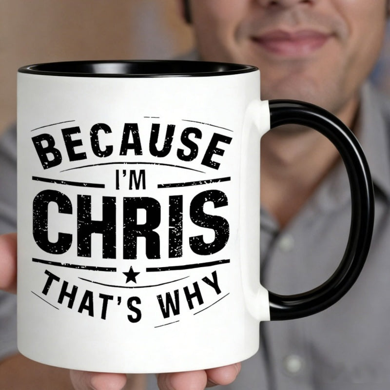 Tailorly Black Accent 11 oz Mug - distressed lettering "im thats why"