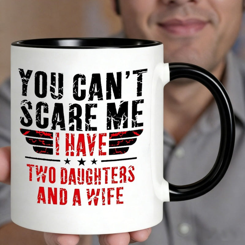Tailorly Black Accent 11 oz Mug - cant scare have and a wife quote print black
