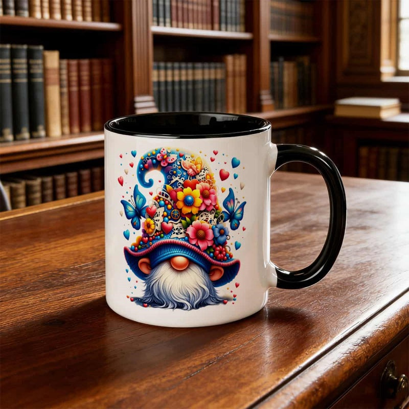 Tailorly Black Accent 11 oz Mug - vibrant floral hat dwarf