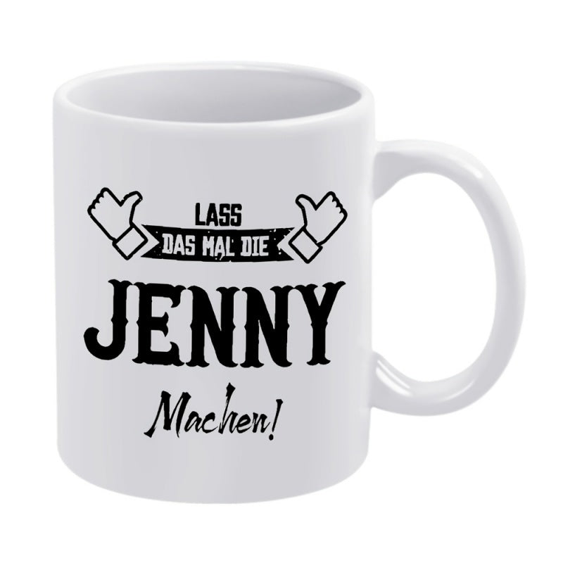 Tailorly White Ceramic 11 oz Mug - Two Positive Thumbs Up Icons Flanking A Bold Stylized Banner Sign
