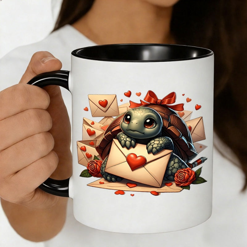 Tailorly Black Accent 11 oz Mug - cute turtle