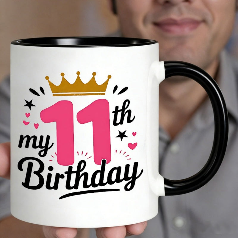 Tailorly Black Accent 11 oz Mug - heart and star on a black background