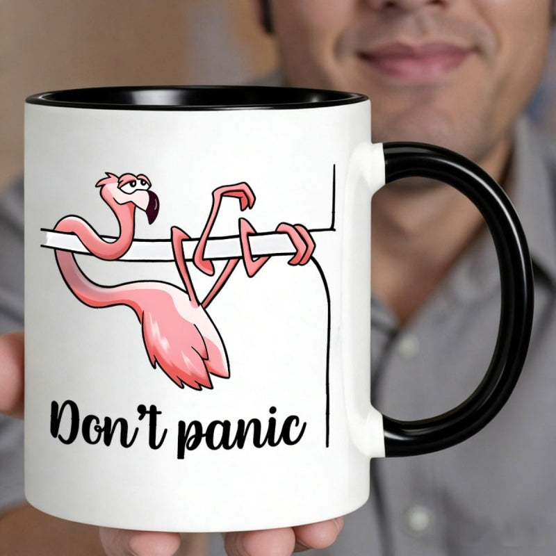 Tailorly Black Accent 11 oz Mug - adorable cartoon flamingo